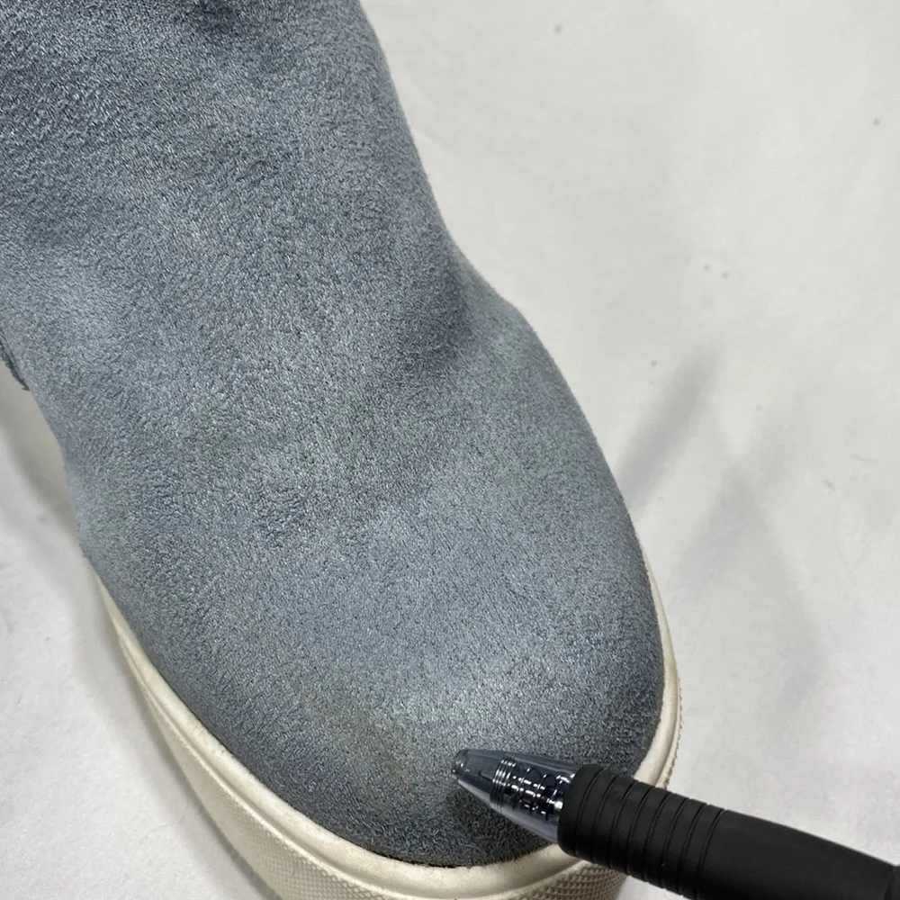 Soda Light Blue Microsuede Platform Heeled Zipper Side Sneakers